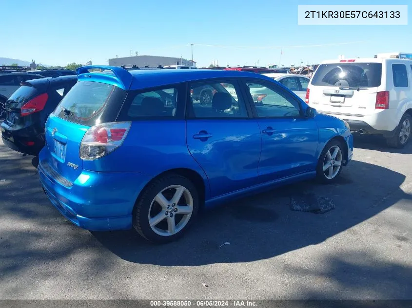 2007 Toyota Matrix Xr VIN: 2T1KR30E57C643133 Lot: 39588050