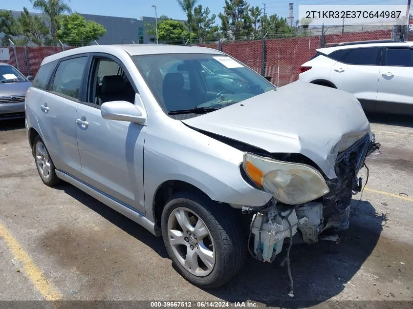 2007 Toyota Matrix Xr VIN: 2T1KR32E37C644987 Lot: 39667512