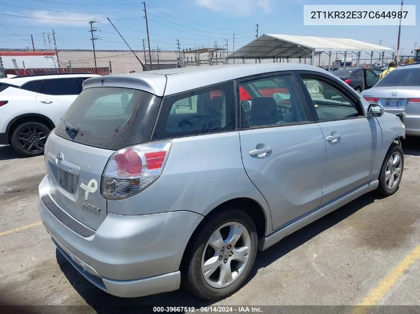 2007 Toyota Matrix Xr VIN: 2T1KR32E37C644987 Lot: 39667512