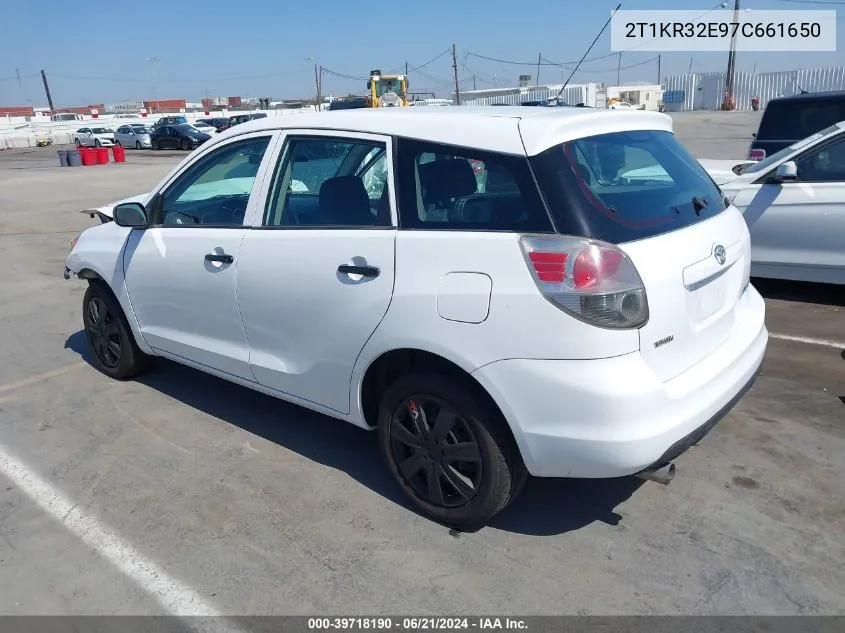 2007 Toyota Matrix VIN: 2T1KR32E97C661650 Lot: 39718190