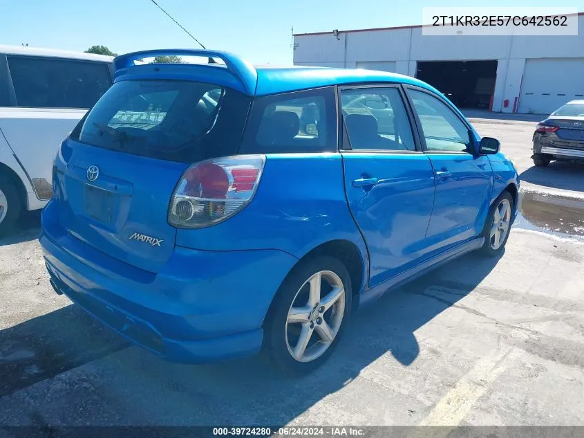 2007 Toyota Matrix Xr VIN: 2T1KR32E57C642562 Lot: 39724280