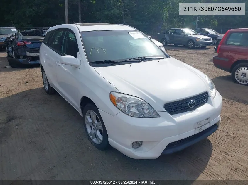 2007 Toyota Matrix Xr VIN: 2T1KR30E07C649650 Lot: 39725812