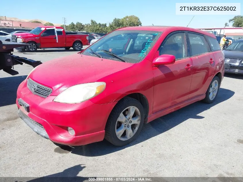 2007 Toyota Matrix Xr VIN: 2T1KR32E37C625002 Lot: 39801855