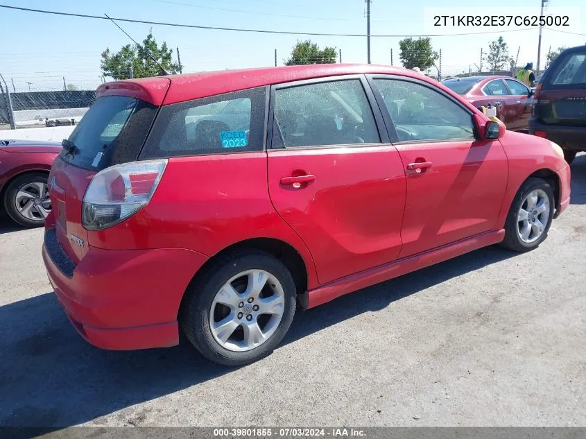 2007 Toyota Matrix Xr VIN: 2T1KR32E37C625002 Lot: 39801855