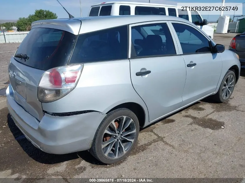 2007 Toyota Matrix Std/Xr VIN: 2T1KR32E27C625749 Lot: 39865878