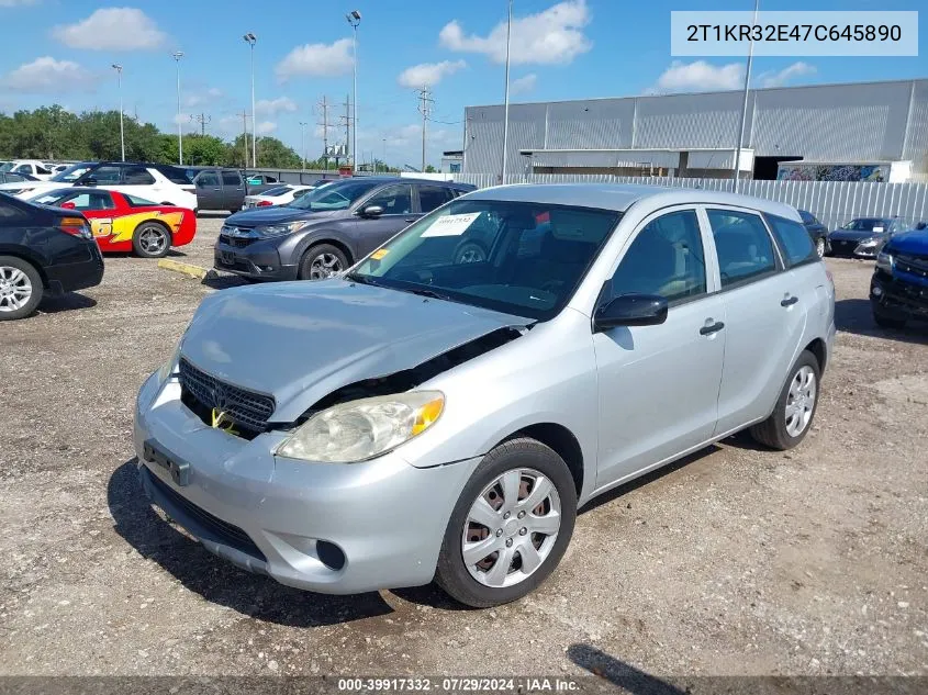 2007 Toyota Matrix VIN: 2T1KR32E47C645890 Lot: 39917332