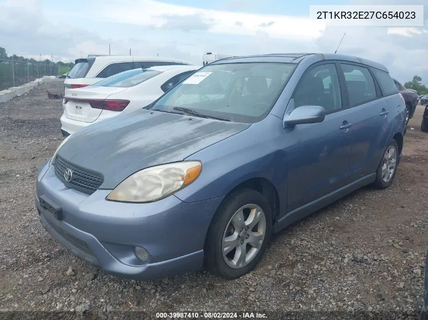 2007 Toyota Matrix Xr VIN: 2T1KR32E27C654023 Lot: 39987410