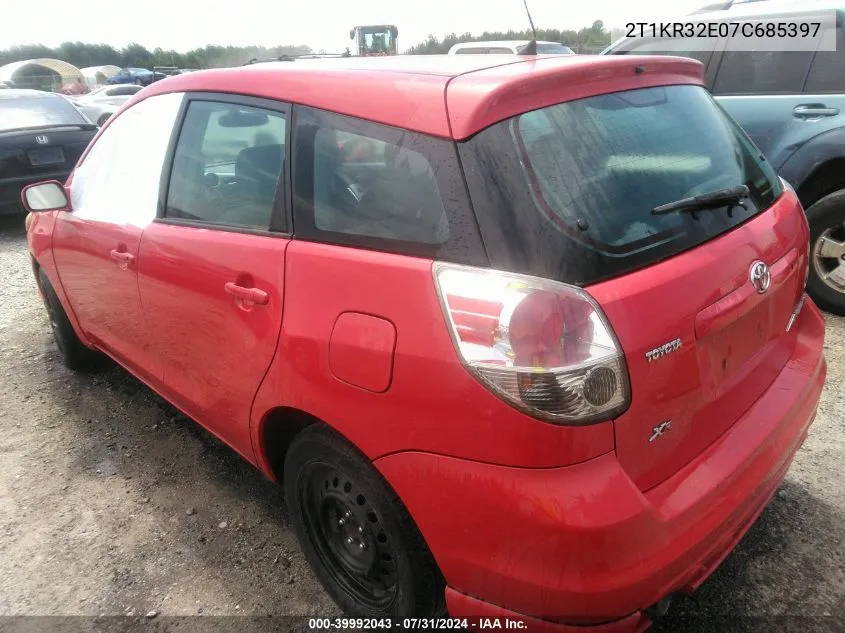 2007 Toyota Matrix Xr VIN: 2T1KR32E07C685397 Lot: 39992043