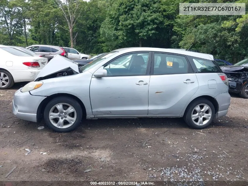 2007 Toyota Matrix Xr VIN: 2T1KR32E77C670167 Lot: 40023312