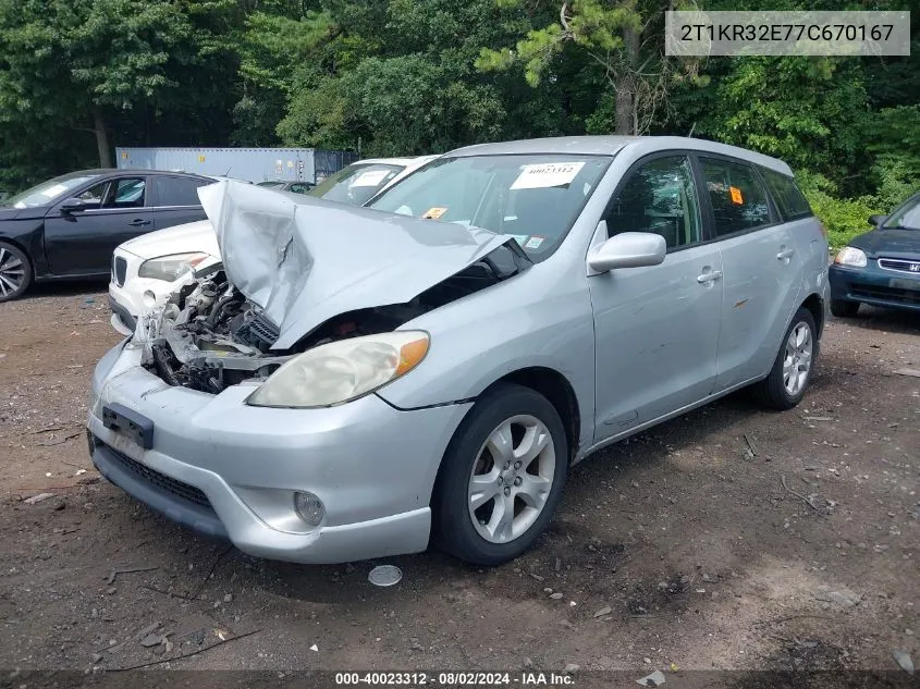 2007 Toyota Matrix Xr VIN: 2T1KR32E77C670167 Lot: 40023312