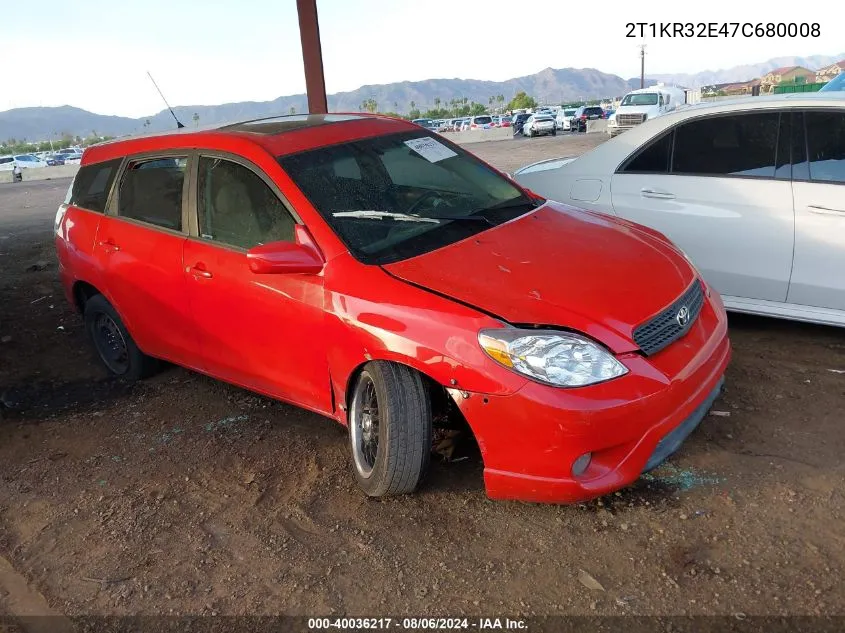 2007 Toyota Matrix Xr VIN: 2T1KR32E47C680008 Lot: 40036217