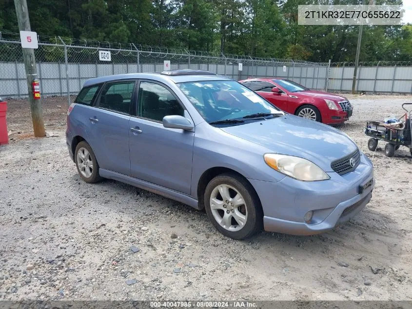 2007 Toyota Matrix Xr VIN: 2T1KR32E77C655622 Lot: 40047985