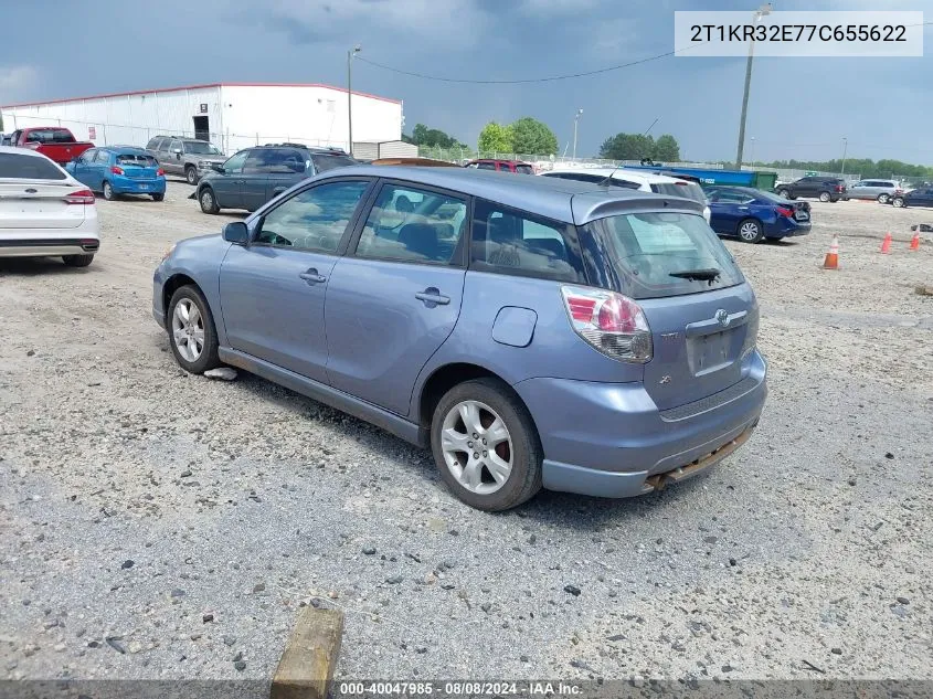 2007 Toyota Matrix Xr VIN: 2T1KR32E77C655622 Lot: 40047985