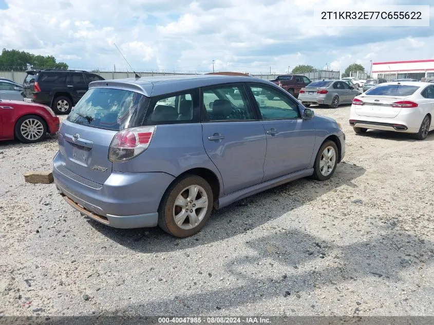 2007 Toyota Matrix Xr VIN: 2T1KR32E77C655622 Lot: 40047985