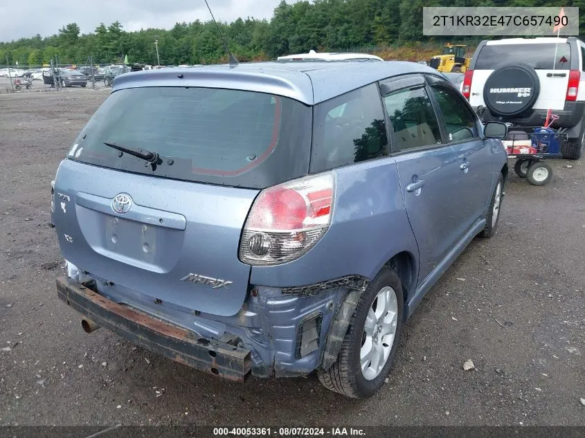 2007 Toyota Matrix Xr VIN: 2T1KR32E47C657490 Lot: 40053361