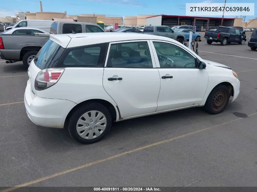 2007 Toyota Matrix Xr VIN: 2T1KR32E47C639846 Lot: 40091911