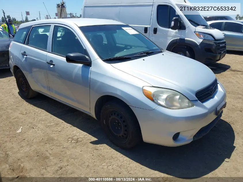 2007 Toyota Matrix VIN: 2T1KR32E27C653342 Lot: 40110588