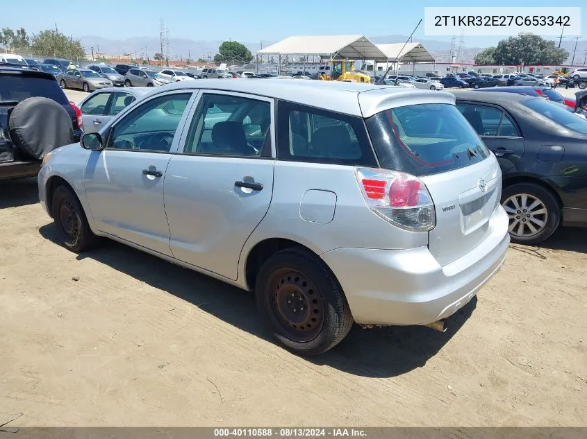 2007 Toyota Matrix VIN: 2T1KR32E27C653342 Lot: 40110588