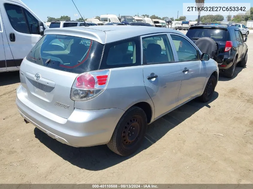 2007 Toyota Matrix VIN: 2T1KR32E27C653342 Lot: 40110588