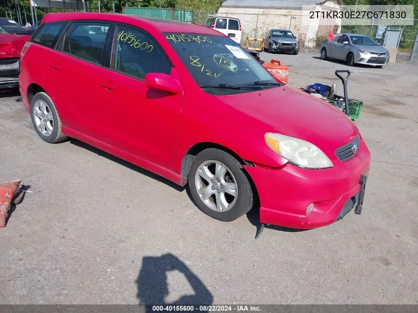 2007 Toyota Matrix Xr VIN: 2T1KR30E27C671830 Lot: 40155600