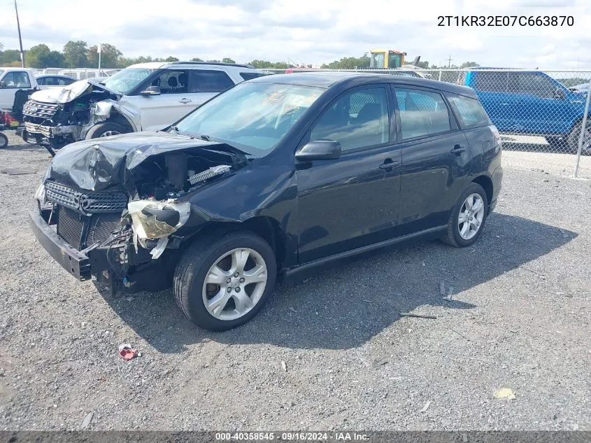 2007 Toyota Matrix Xr VIN: 2T1KR32E07C663870 Lot: 40358545