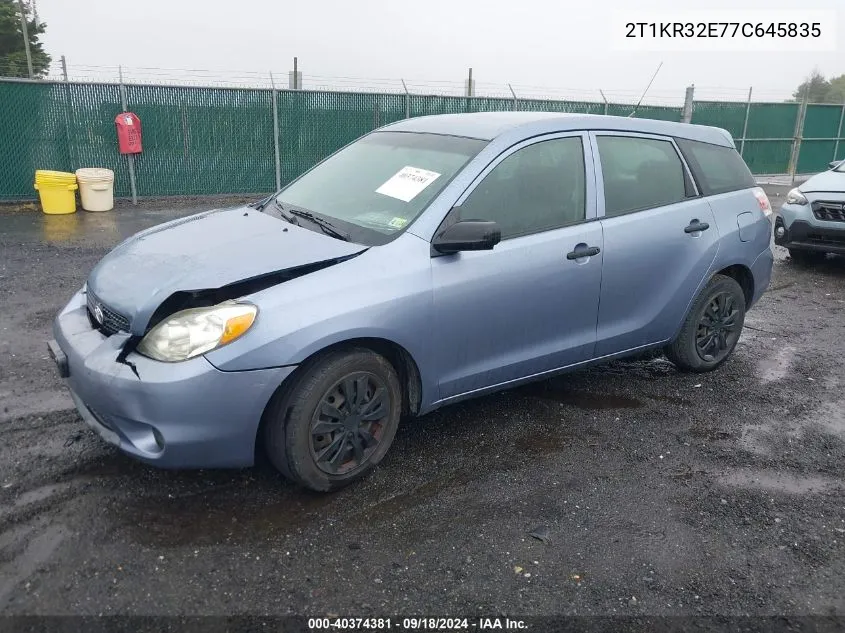 2007 Toyota Matrix VIN: 2T1KR32E77C645835 Lot: 40374381