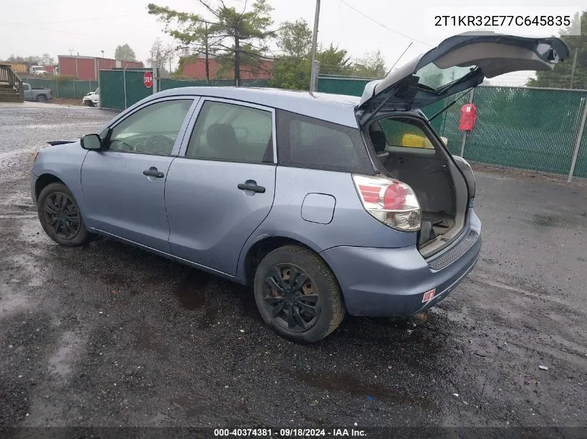 2007 Toyota Matrix VIN: 2T1KR32E77C645835 Lot: 40374381