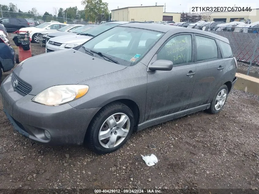 2007 Toyota Matrix Xr VIN: 2T1KR32E07C670446 Lot: 40429012