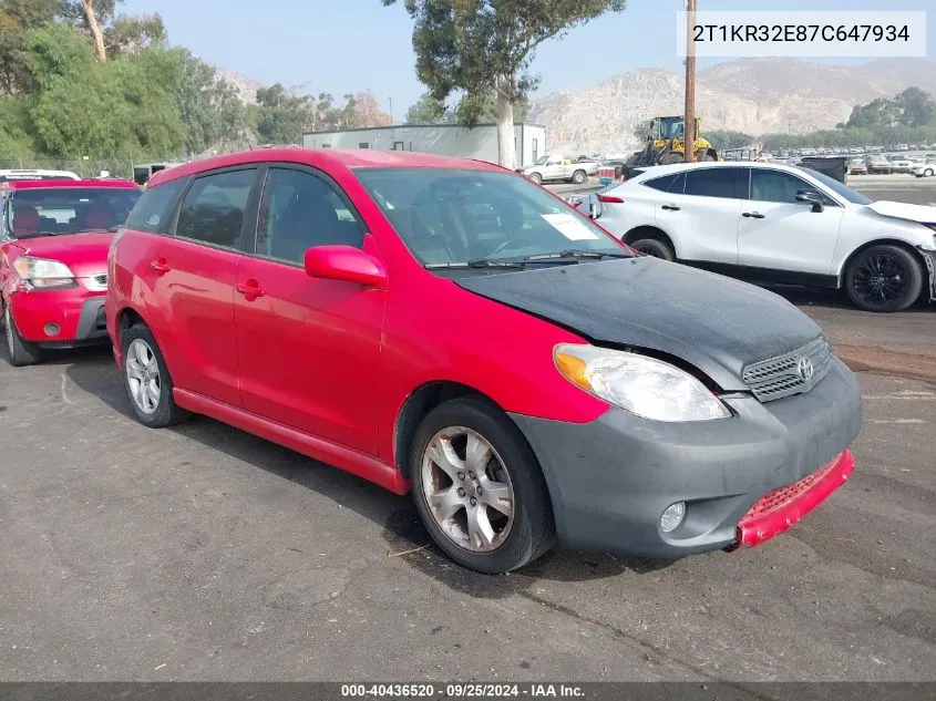 2T1KR32E87C647934 2007 Toyota Matrix Xr