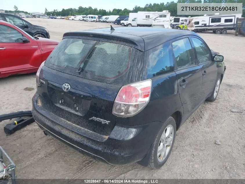 2008 Toyota Matrix Wagon VIN: 2T1KR32E18C690481 Lot: 12028847