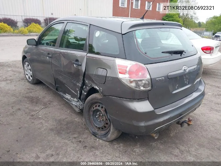 2008 Toyota Matrix VIN: 2T1KR32E08C692321 Lot: 39460656