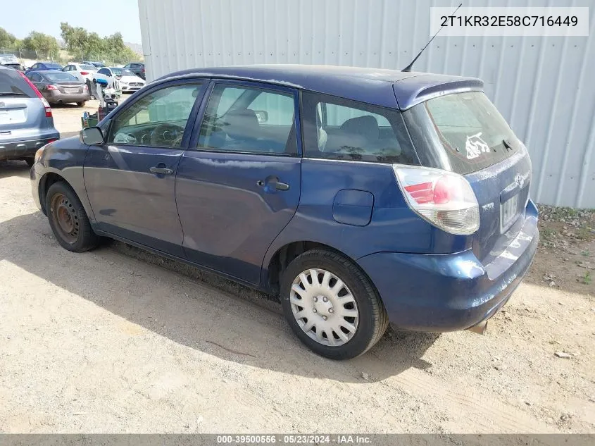 2008 Toyota Matrix VIN: 2T1KR32E58C716449 Lot: 39500556