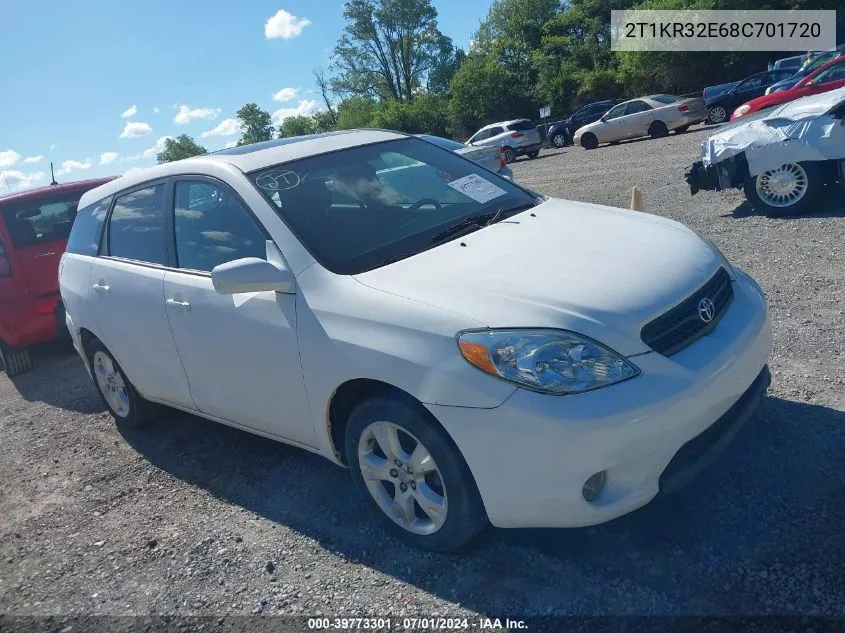 2008 Toyota Matrix Xr VIN: 2T1KR32E68C701720 Lot: 39773301