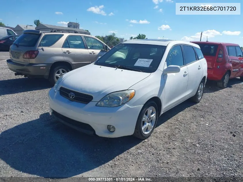 2008 Toyota Matrix Xr VIN: 2T1KR32E68C701720 Lot: 39773301