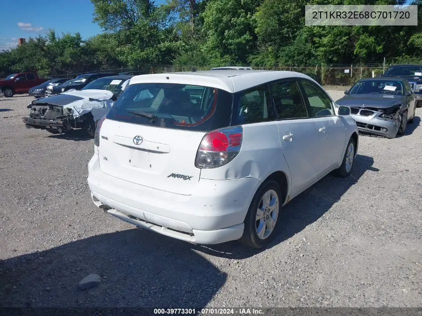 2008 Toyota Matrix Xr VIN: 2T1KR32E68C701720 Lot: 39773301