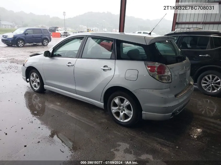 2008 Toyota Matrix Xr VIN: 2T1KR32E78C708031 Lot: 39819377