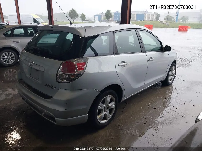 2008 Toyota Matrix Xr VIN: 2T1KR32E78C708031 Lot: 39819377