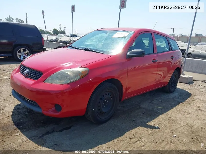 2008 Toyota Matrix VIN: 2T1KR32E28C710026 Lot: 39829509