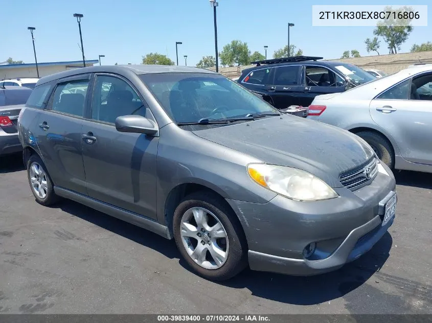 2008 Toyota Matrix Xr VIN: 2T1KR30EX8C716806 Lot: 39839400