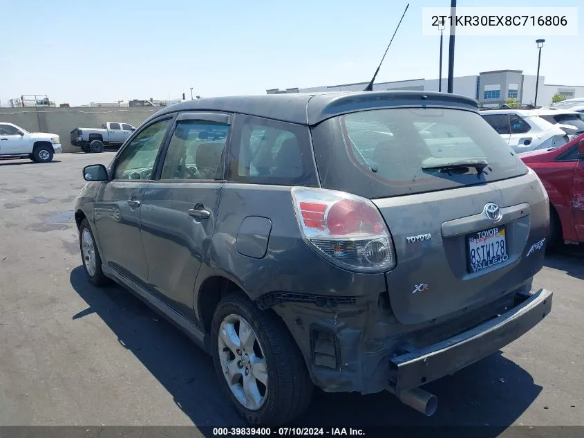 2008 Toyota Matrix Xr VIN: 2T1KR30EX8C716806 Lot: 39839400