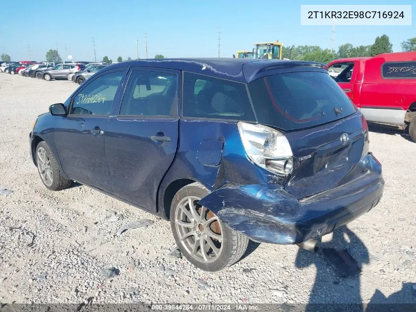 2008 Toyota Matrix VIN: 2T1KR32E98C716924 Lot: 39844284