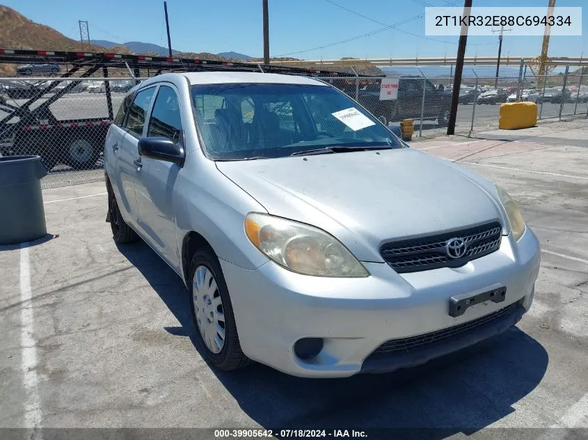 2008 Toyota Matrix VIN: 2T1KR32E88C694334 Lot: 39905642