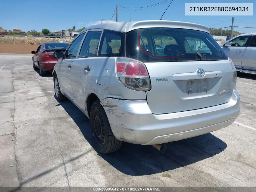 2008 Toyota Matrix VIN: 2T1KR32E88C694334 Lot: 39905642