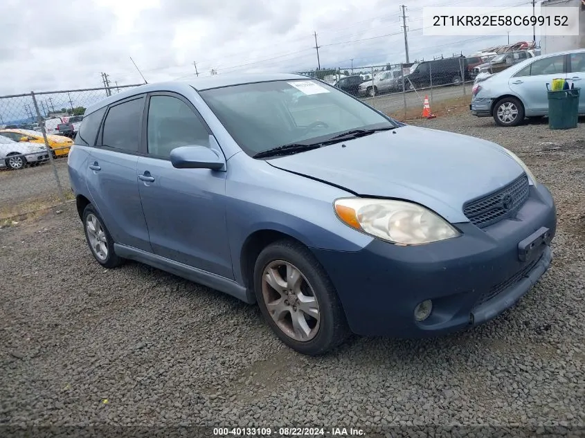 2008 Toyota Matrix Xr VIN: 2T1KR32E58C699152 Lot: 40133109