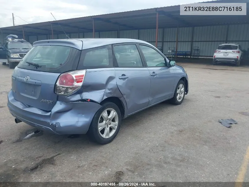 2008 Toyota Matrix Xr VIN: 2T1KR32E88C716185 Lot: 40197455