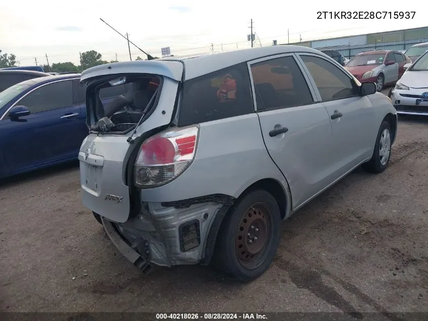 2008 Toyota Matrix VIN: 2T1KR32E28C715937 Lot: 40218026