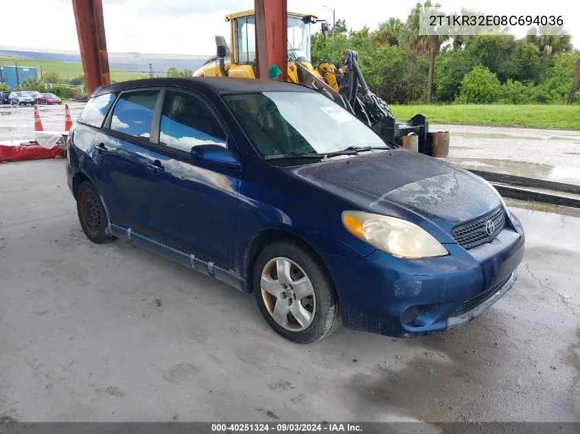 2008 Toyota Matrix Xr VIN: 2T1KR32E08C694036 Lot: 40251324