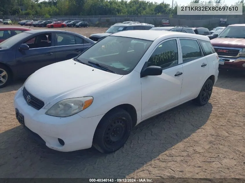 2008 Toyota Matrix Xr VIN: 2T1KR32EX8C697610 Lot: 40340143