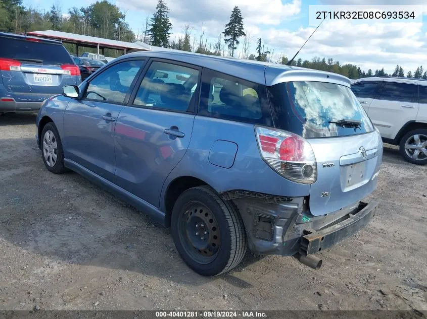 2008 Toyota Matrix Xr VIN: 2T1KR32E08C693534 Lot: 40401281