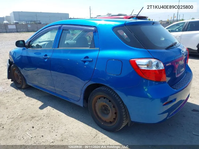 2009 Toyota Matrix Wagon VIN: 2T1KU40E89C025800 Lot: 12025938